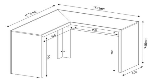 Conjunto Home Office 3 Peças Com 1 Mesa Em L, 1 Gaveteiro E