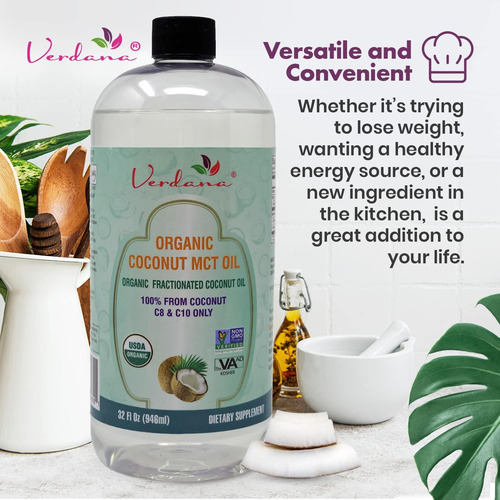 Aceite De Coco Mct Verdana 100% Puro Orgánico 946ml