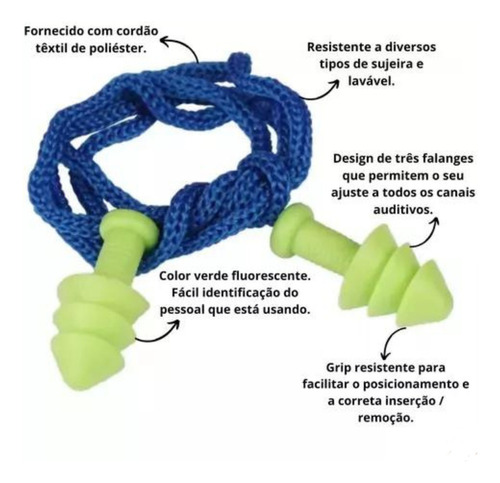 Kit 100 Protetor Auricular Segurança Ouvido Tipo Plug 14db