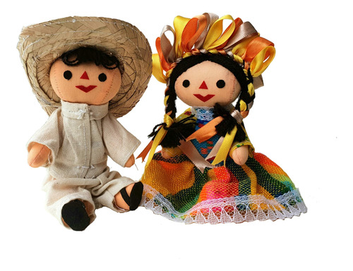 Muñecas De Pareja De Trapos Tradicionales Mexicanas Hechas.