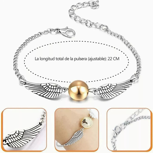 Juego De 4pzs De Joyas De Harry Potter Collar+pulsera Snitch