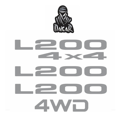 Adesivos Resinados Para Mitsubishi L200 4x4 4wd Dakar 17969 Cor Prata