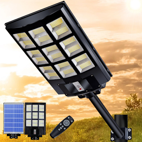 Kwinmyso Luz Solar De Calle De 1200 W, 864 Led De 150000 Lm,