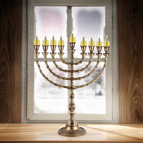 Candelabro Tradicional Januca Shabbat Velas O Aceite Xl Oro