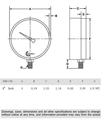 Manometro Presion 4.0 In Estuche Acero Cromado Soporte 1