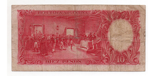 Billete Argentina 10 Pesos Moneda Nacional Bottero 1928 (Usado)