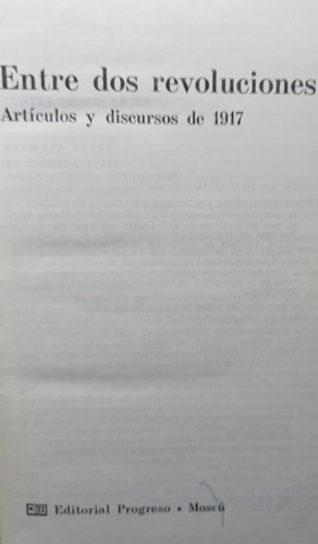 Entre Dos Revoluciones Lenin (Usado)
