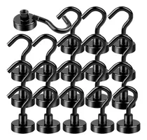 Comprar Gancho magnético de neodimio fuerte de 20 piezas, fuerza de tracción de 10 kg\u002F22 lbs, ventosa magnética negra de 16x35 mm, gancho de cinta de piso resistente, adecuado para refrigeradores y oficinas