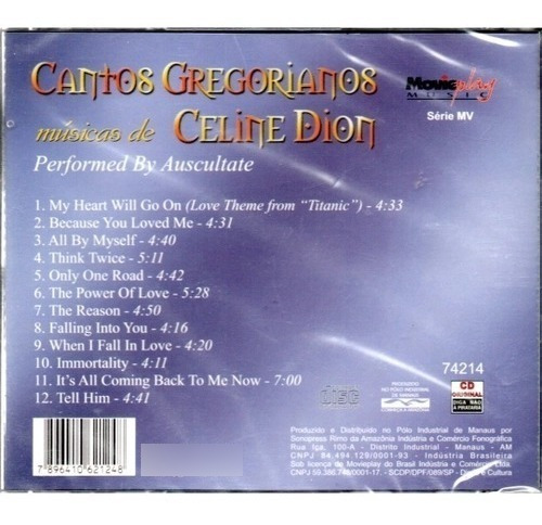 Cd Cantos Gregorianos - Musicas De Celine Dion