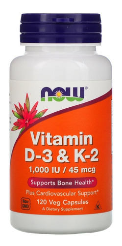 Vitamina D3 K2 Now® Foods 120 Cápsulas Importado U S A !