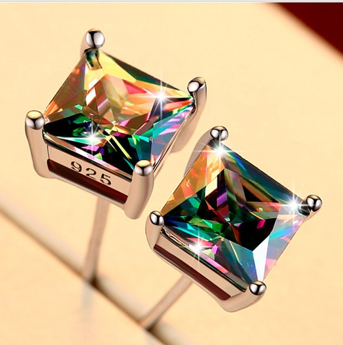 1-5 Aretes Pequeños De Arcoiris De Piedra Cristal