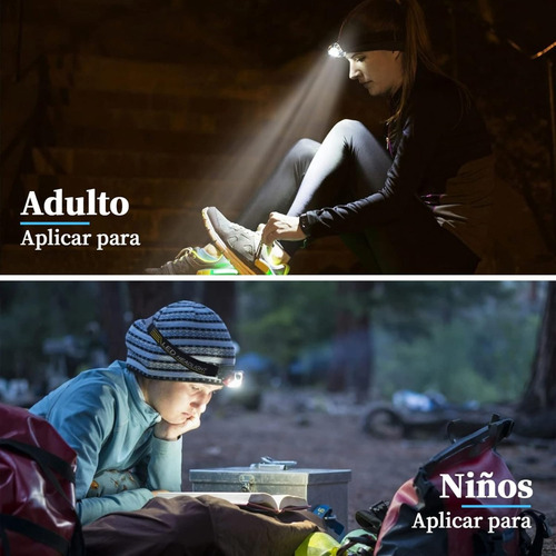 Foco Frontal Led Usb Resistente Agua Para Pesca Y Más Blanca Negra