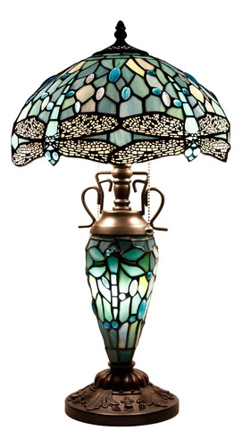 Tiffany - Lámpara De Mesa Estilo Libélula Azul Mar, 12 X 12 