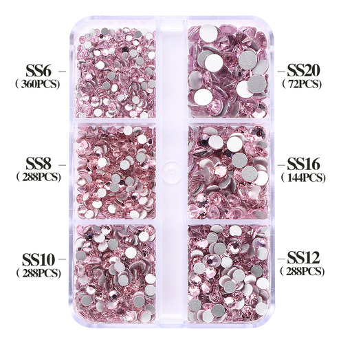 Rhinestones De Vidrio Ss6-ss20 Uñas, Caja 6 Compartimientos