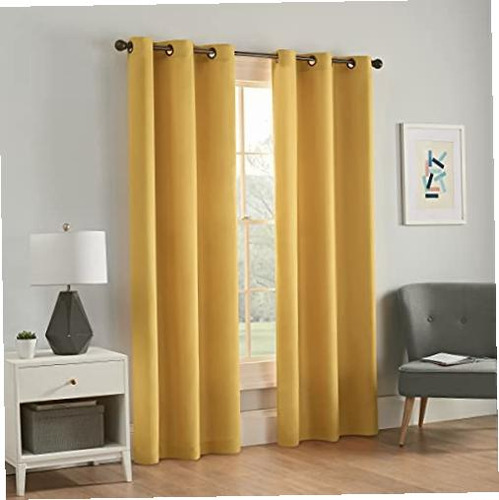 Single Panel Top Darkening Curtain, 42 X 84 , Ochre Color Amarillo