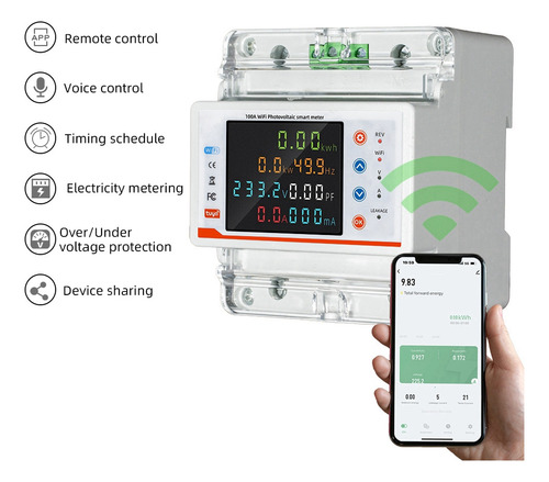 Disyuntor Inteligente Tuya Wifi Monofásico 4p Wifi A
