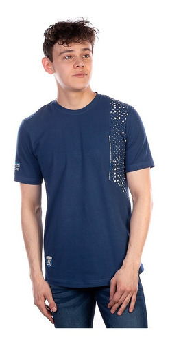 Imagen 1 de 5 de Playera De Hombre Fracción Estampada Costado Algodón Stretch