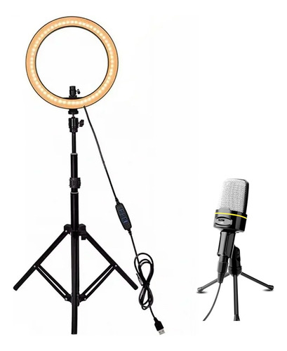 Kit Brandtrendy: Micrófono Multifuncional Y Aro De Luz
