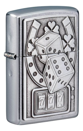 Zippo Lucky 7 Emblem Street - Encendedor De Bolsillo Cromado