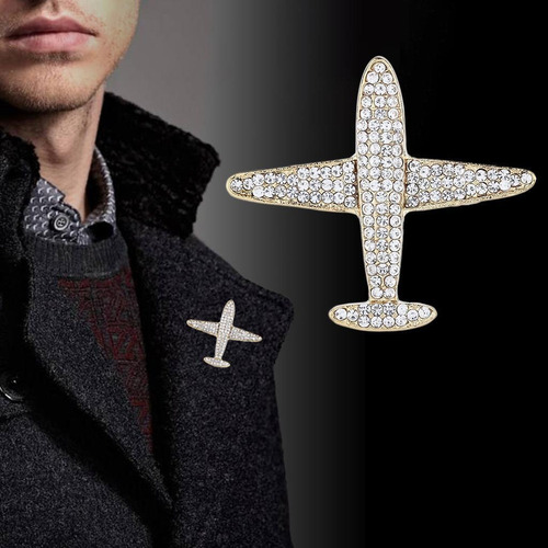 Forma De Avión Broche Pin Solapa Ramillete Fiesta Cristal