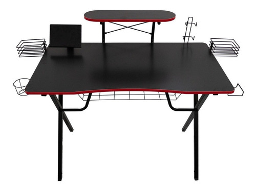 Escritorio gamer Libitium Desk-01 acero de 105cm x 78cm x 60cm negro y rojo