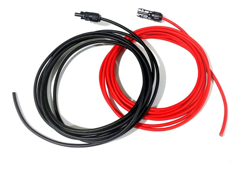 Cable Solar 6 Mm2 30 Metros Con 1 Par De Conectores Mc4