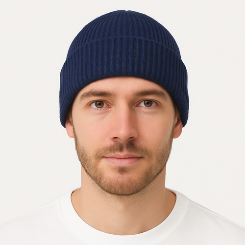 Gorro Lana Acrílico Morley Liso Unisex Invierno Moda Urbana Azul Marino Adulto Acrilico