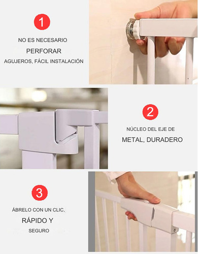 Reja Seguridad Escalera Puerta Ajustable Para Bebe Mascotas Color Blanco rejas