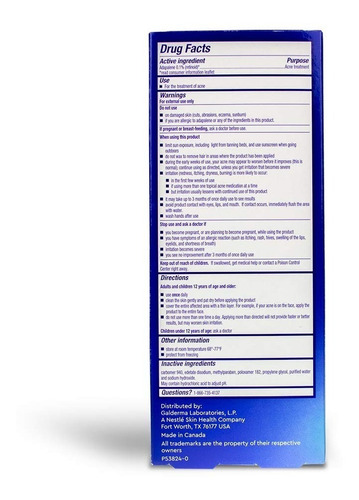 Differin Adapalene Gel 0.1% Tratamiento Acné Pump 45gr