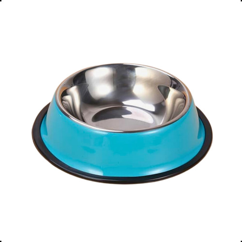 Pote Tigela Comedouro Inox Cão Gato Pet 16 Cm 200 Ml Azul Pp