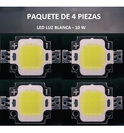 Imagen 1 de 3 de Led De Potencia 10 W, 4 Piezas , Luz Blanco Frío