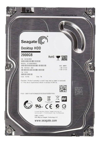 Disco Duro Hdd Refurbished Pc 2tb Sata 7200rpm (Reacondicionado)