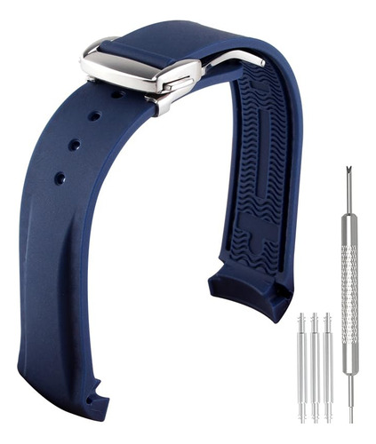 Malla Para Relojes Omega Rolex Tudor De 20mm-azul/plateada