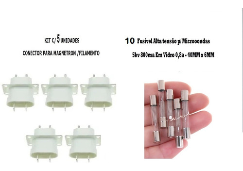 Kit 10 Fusível Alta Tensão Microondas + 5 Magnetron Filament