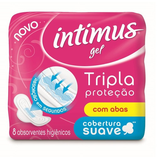 Absorvente Intimus Gel Cobertura Suave Com Abas Com 8 Unidades