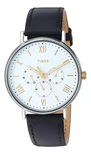 Reloj Timex Hombre Tw2v43900 Standard Chrono Analógico Color de la malla  Negro Color del bisel Plateado Color del fondo Verde