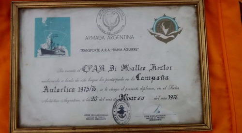 Diploma Armada Argentina De La Campaña Antártica 1975 1976