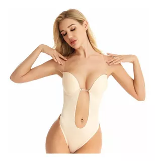 Brasier Bodysuit Escote Profundo U-pluge Sin Espalda