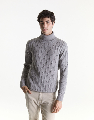 Sweater Gris Cuello Alto Equus Teodosio Polera De Hombre