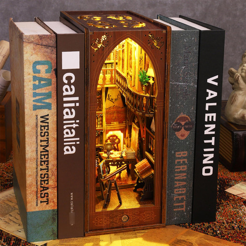 Kit De Rincón De Libros De Madera 3d Para Estantería