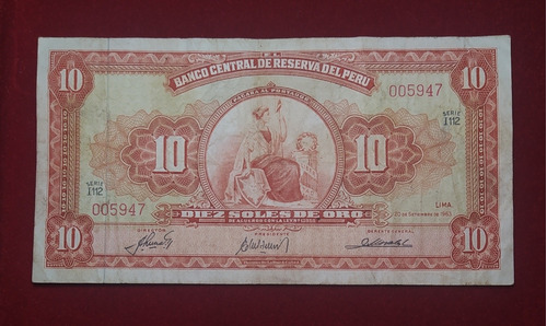 Billete 10 Soles De Oro Peru 1963