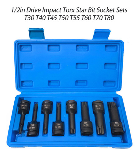 F Juego De Puntas De Impacto Torx Estrella 1/2in T30 T40
