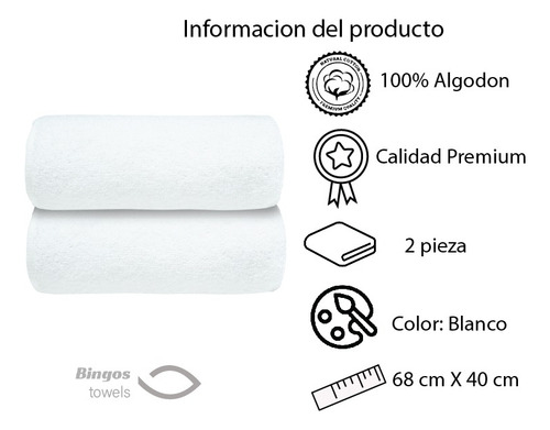 Toalla De Manos Blanco Suave Algodón Premium