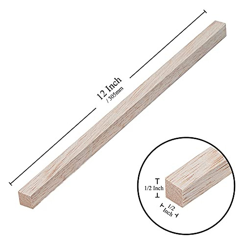 Palitos De Madera De Balsa De 1/2 Pulgada, Varillas Cua...