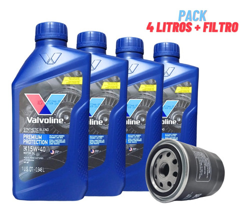 Aceite 15w40 Semi Sintetico Valvoline Pack 4lts + Filtro