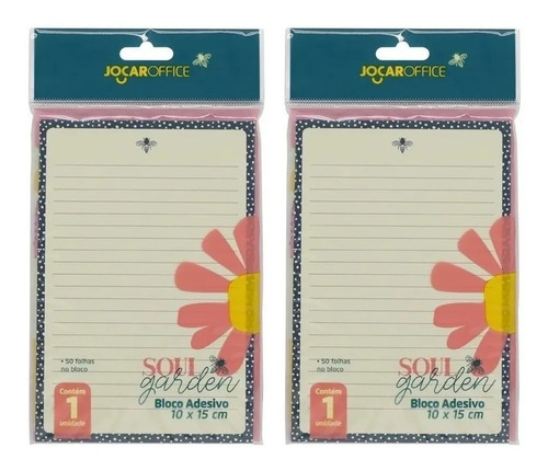 Kit 2 Blocos Adesivo Soul Garden Pautado Jocar Office 10x15