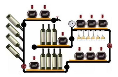 Estantera Vino Hierro Tubera Creativa Estilo Industrial