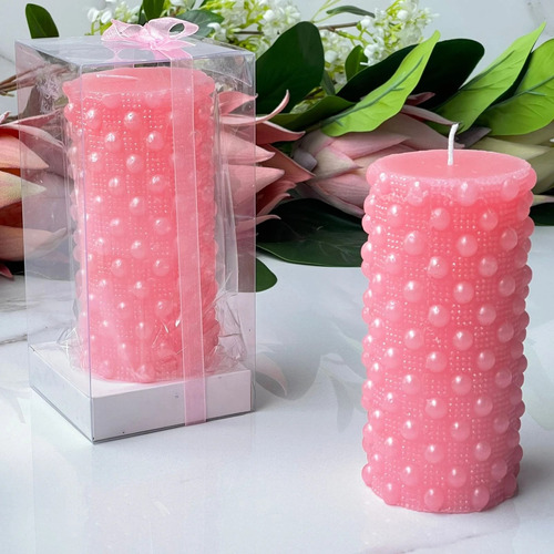 Juego De 2 Velas Decorativas Rosada Alto 13cm X Ø 7cm