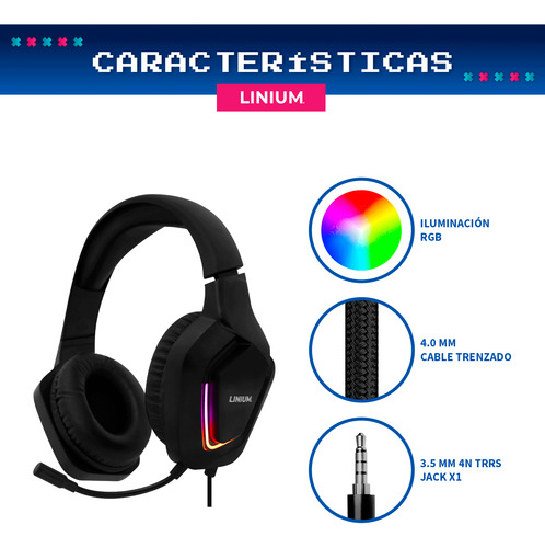 Audífonos Diadema Gamer Microfono Luz Led Linium Muy Comodos