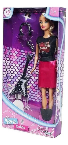 Muñeca Kiara Rockstar 30 Cm Articulada C Guitarra Eléctrica